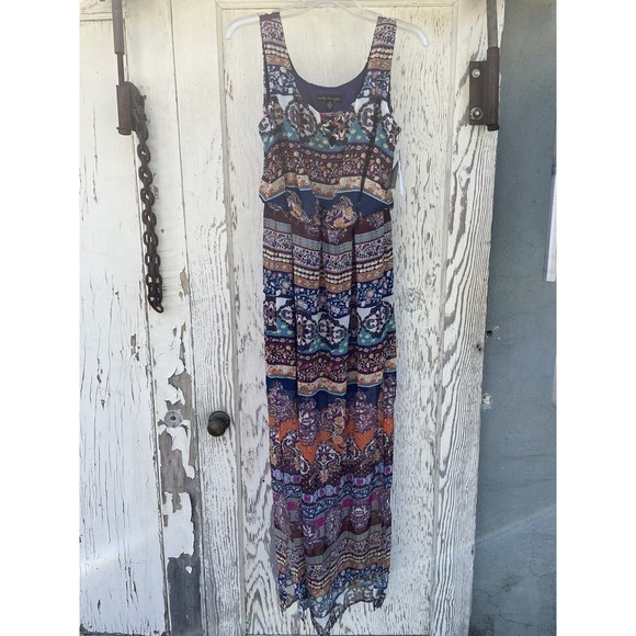 City Triangle Dress Women's Medium Flower Print Sheer with High Slits Maxi - New - Picture 2 of 12